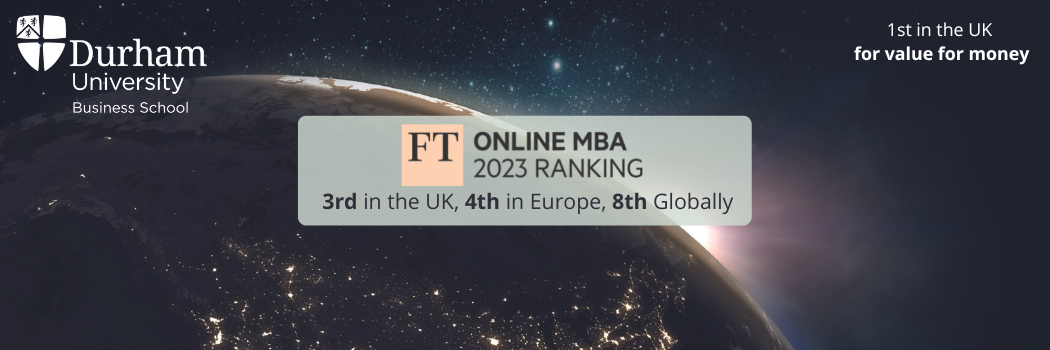 Globe at night from space with Financial Times Online MBA Ranking 2023