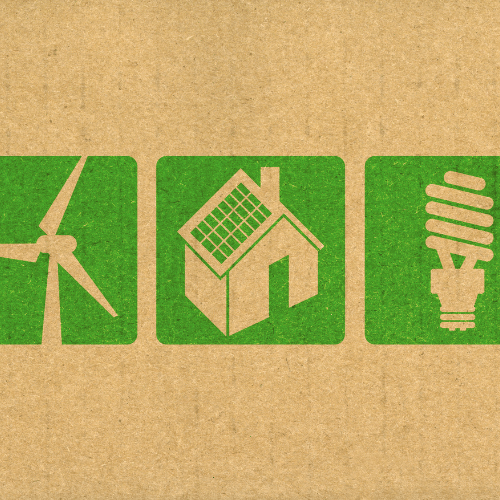 Renewable Energy Icons on recycled paper