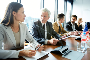 Business people at a meeting