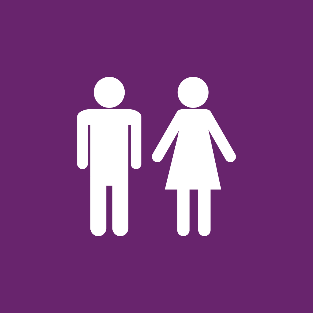 Man and Woman icons on purple background