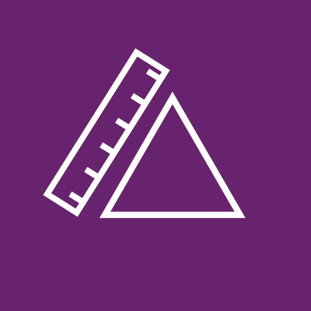 Ruler and triangle icons on purple background