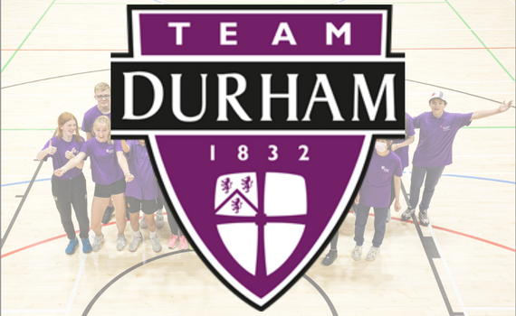 TTeam Durham logo with students in background on a sports court