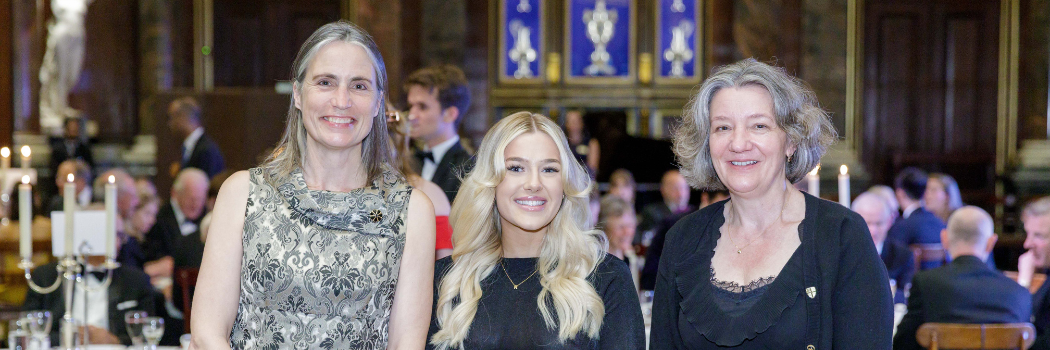 Chancellor, Dr Fiona Hill (left), Beth Henderson (middle) and Vice-Chancellor and Warden, Professor Karen O'Brien (right).