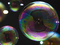 Bubbles floating in the air