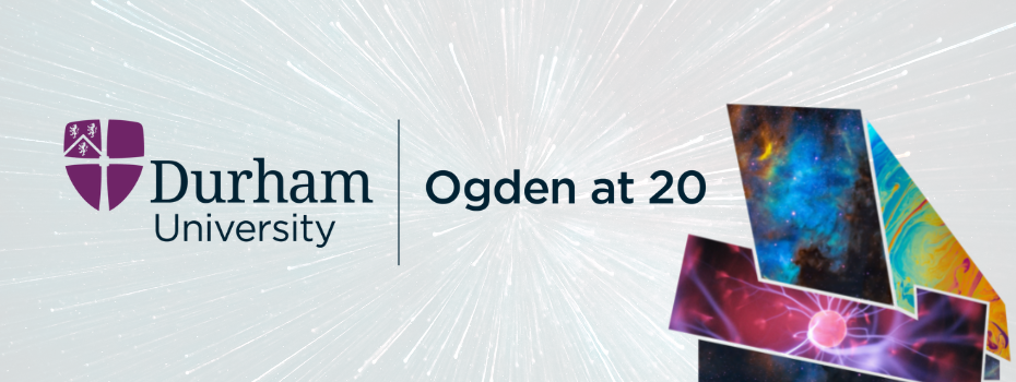 Ogden at 20 Logo with Ogden Centre Graphic filled with cosmology imagery