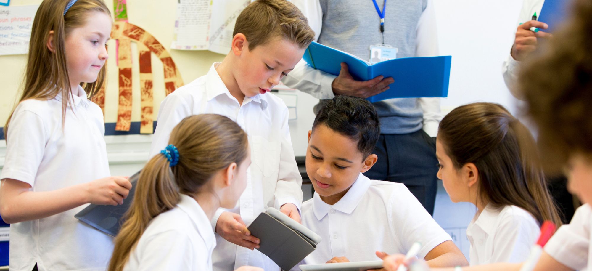 Primary school children in a classroom