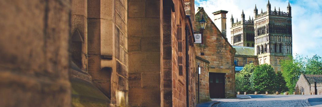 View of Palace Green in Durham with Durham Cathedral in the background