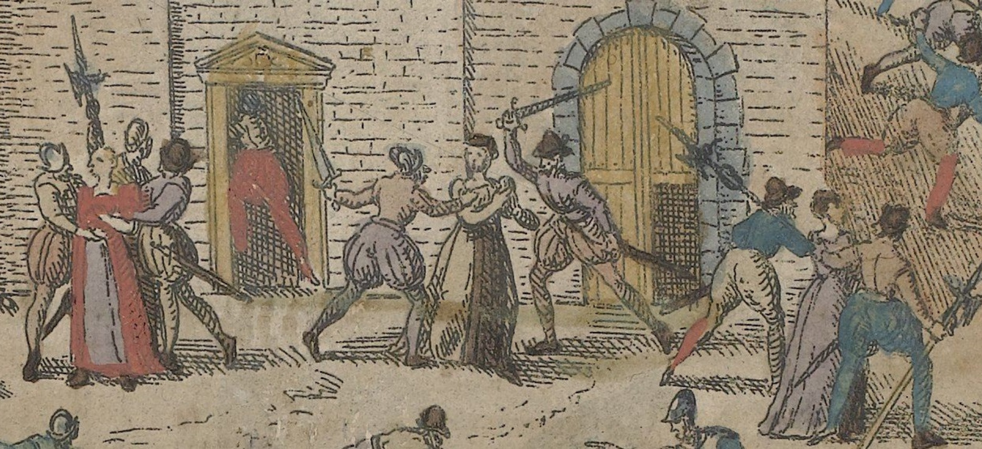 Sixteenth century image of Murder of the Protestants at Sens, 1562