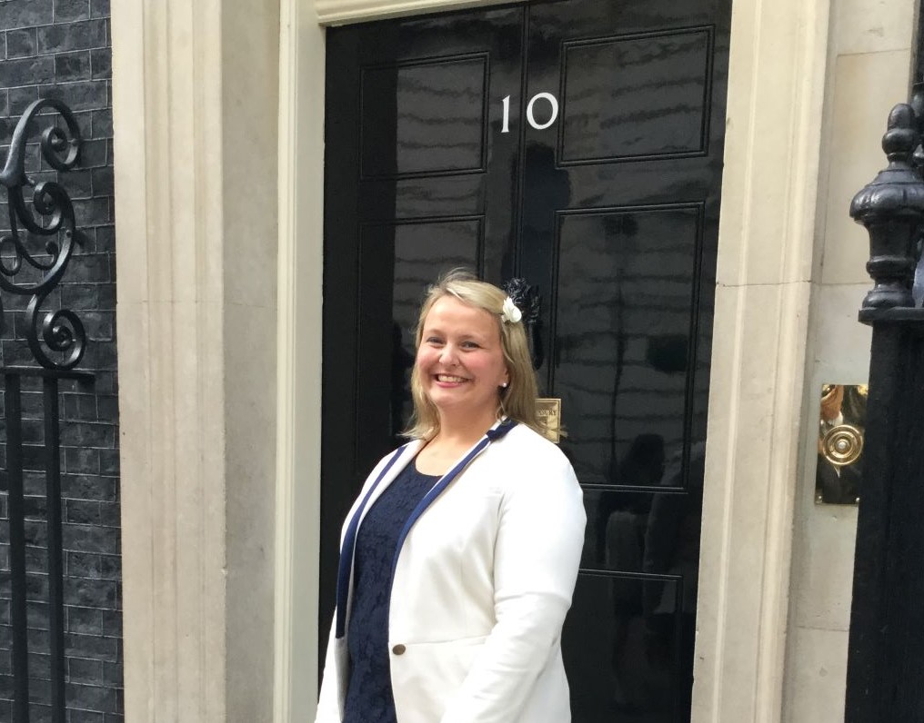 Arlene Holmes Henderson outside 10 Downing Street