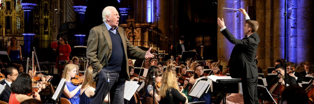 Sir Thomas Allen performing in the Cathedral with student orchestra