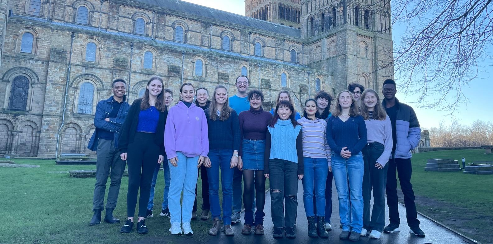 Durham University Gospel Choir in front of Durham Cathedral