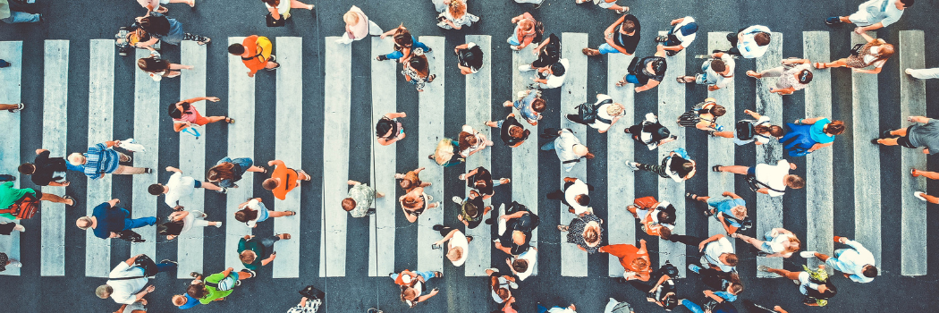 Busy crossing showing lots of people