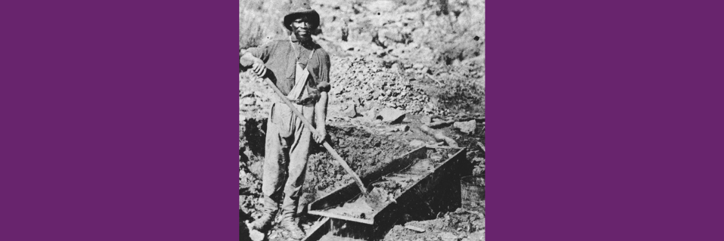 Black & white photo of african american miner 1800s
