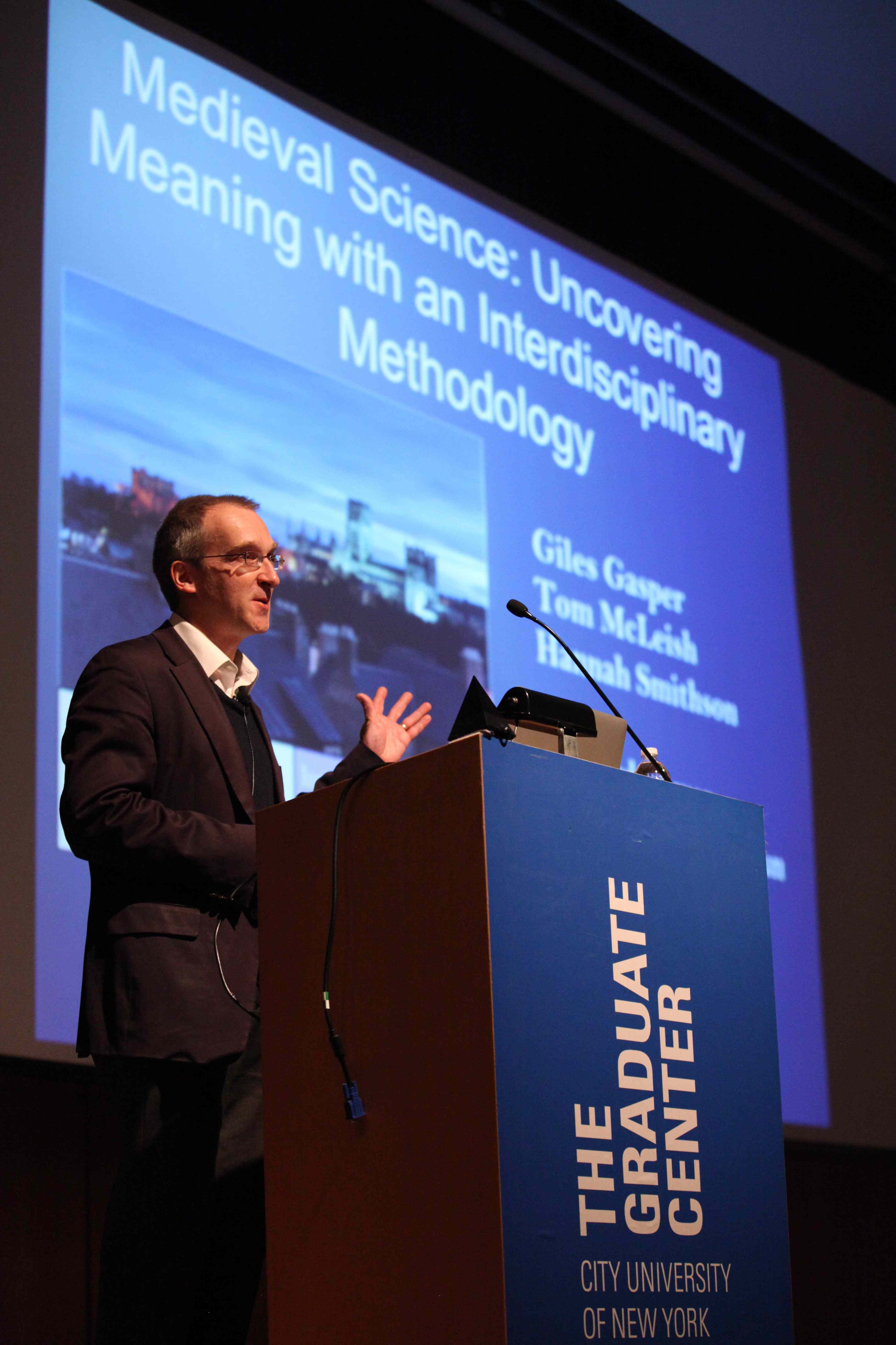 Professor Tom McLeish giving a lecture at City University New York
