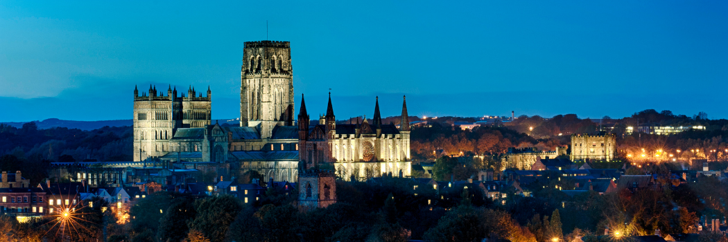 Durham Cathedral lit up at night