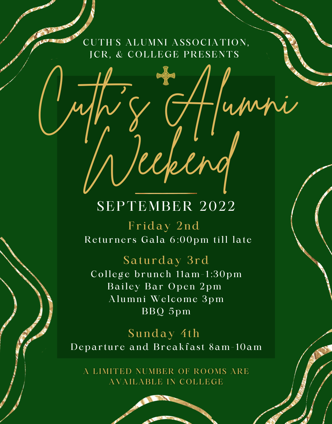 Invitation to Cuth's Alumni Weekend 2nd to 4th Sept 2022
