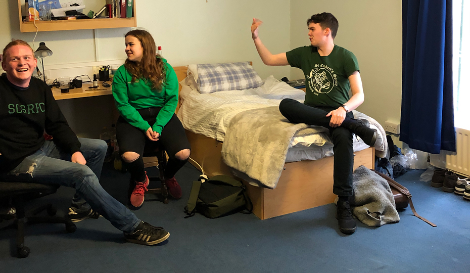 Students relaxing in a student bedroom at Cuth’s Bailey site.