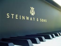 Piano keyboard with Steinway logo
