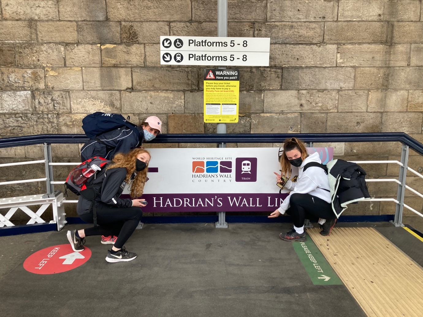 TCuth's students at the station before walking Hadrian's Wall