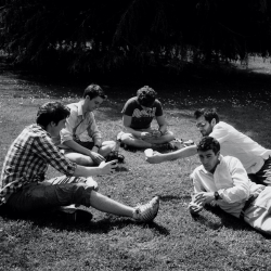 First men of Mary's on lawn