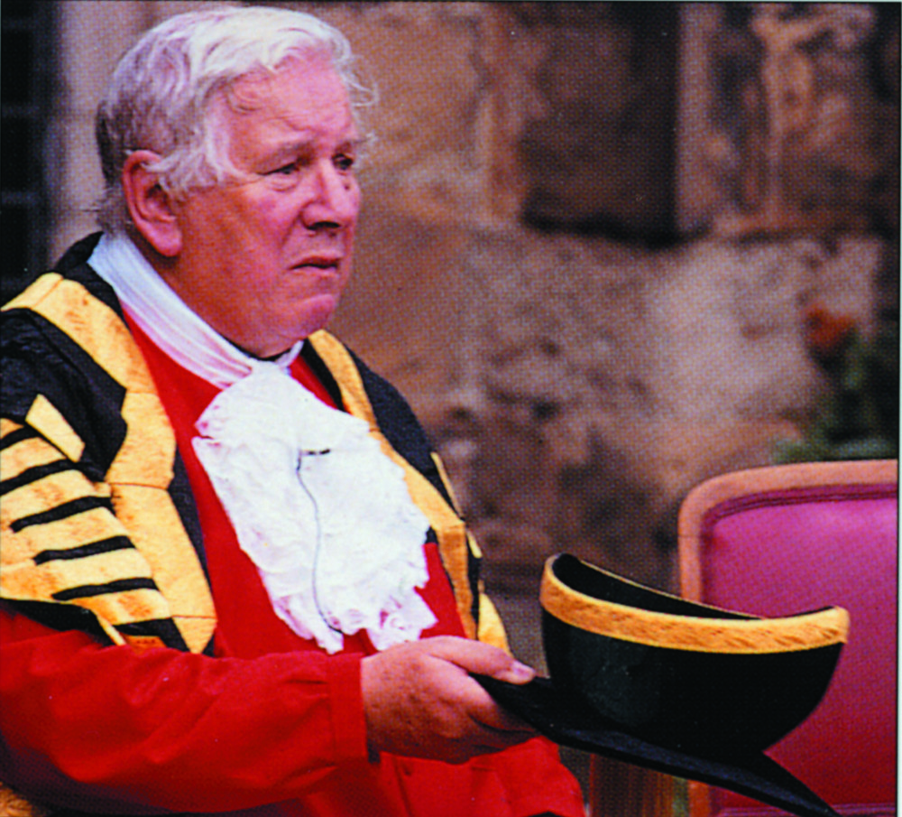 Sir Peter Ustinov in Chancellor academic dress