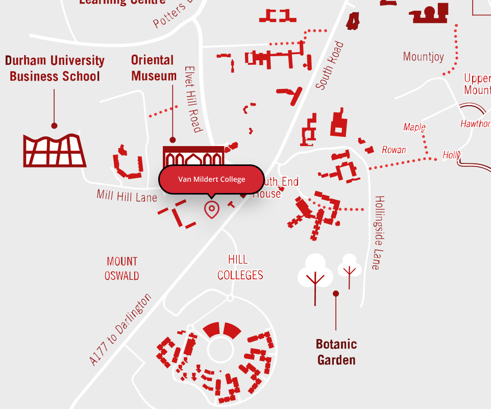 Map showing location of Van Mildert College