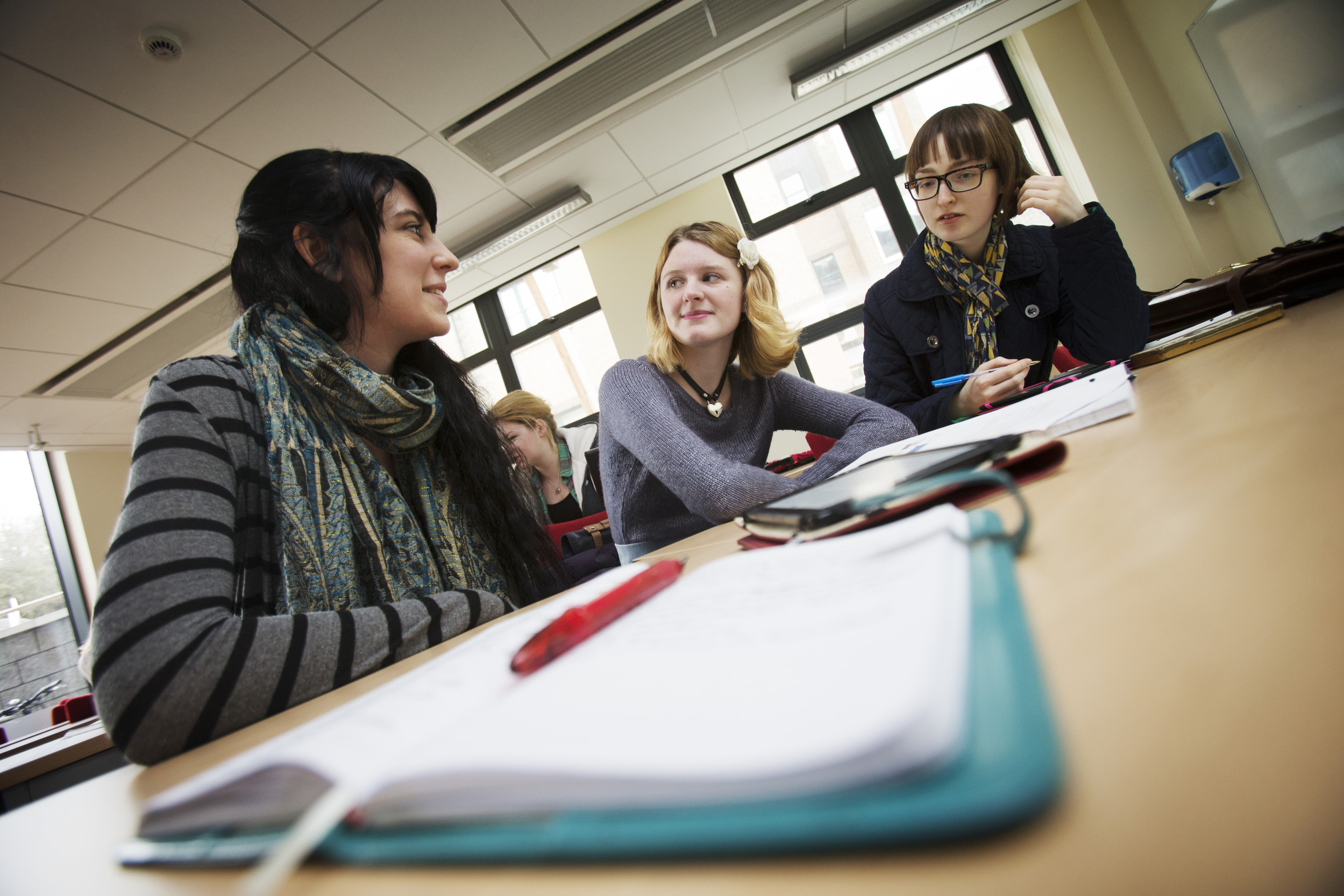 TStudents chatting during a seminar