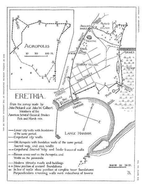 A map of the ancient Greek city state of Eretria