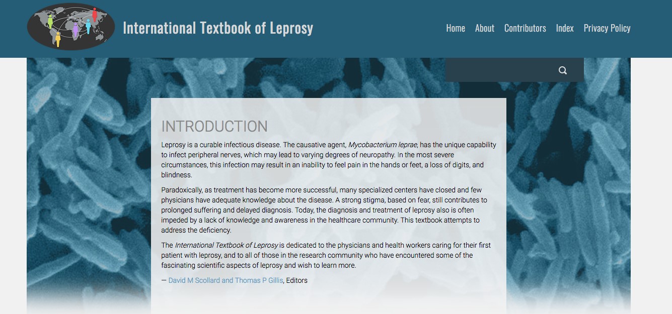 Page from the International textbook of Leprosy website
