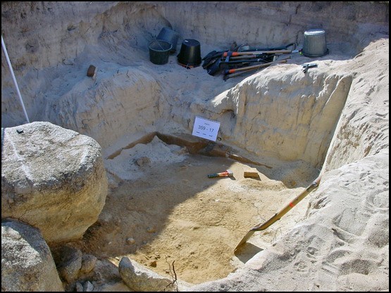 Photograph of the collection of samples from excavations on Herm