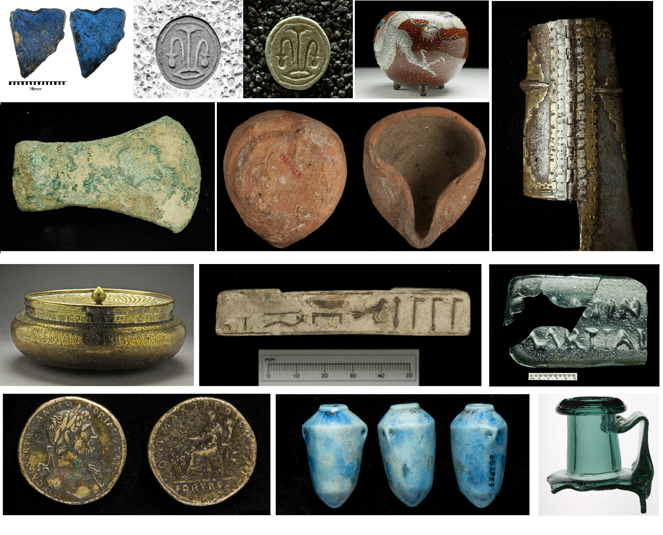 Collage of artefacts from the Museum & Artefact studies MA