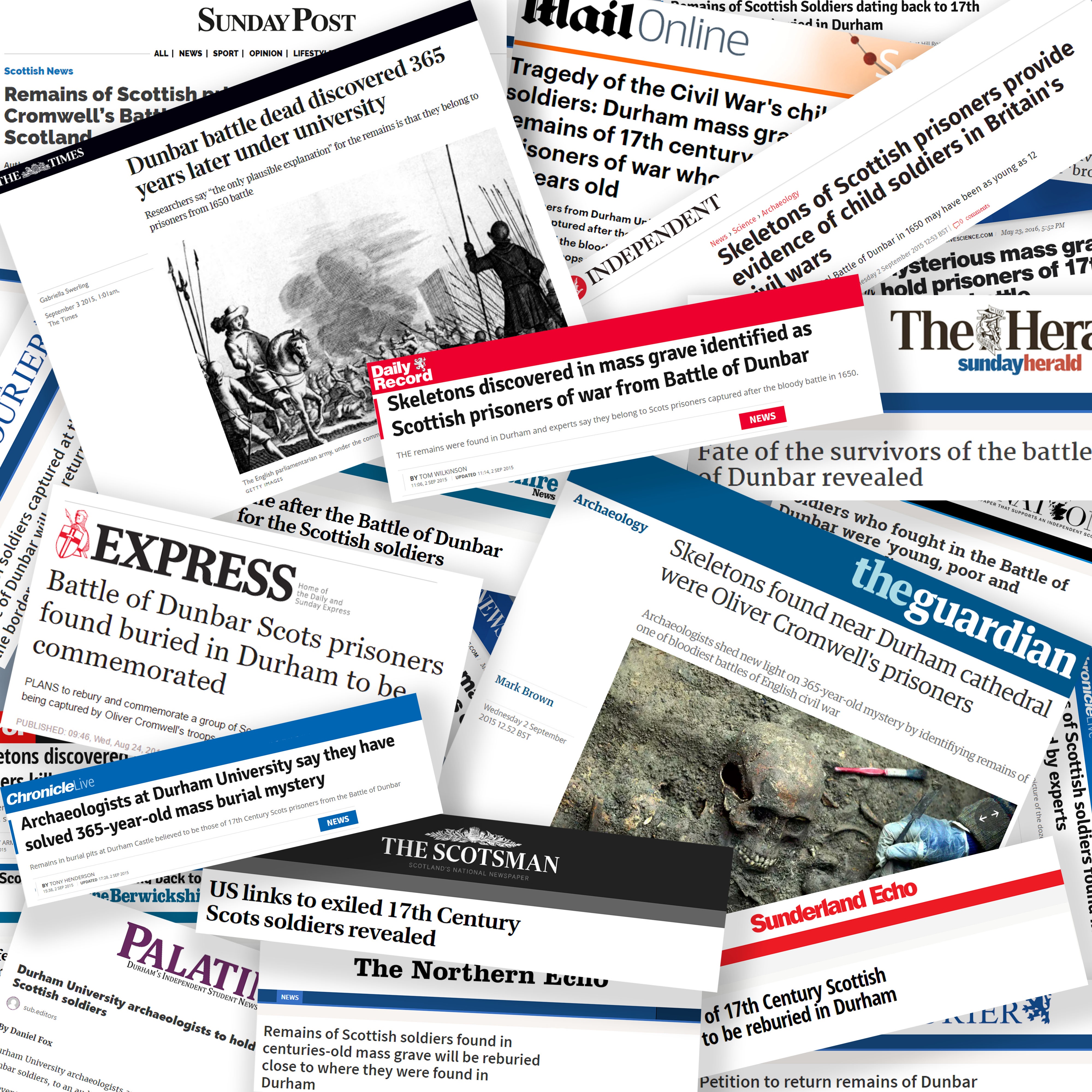 Montage of newspaper articles