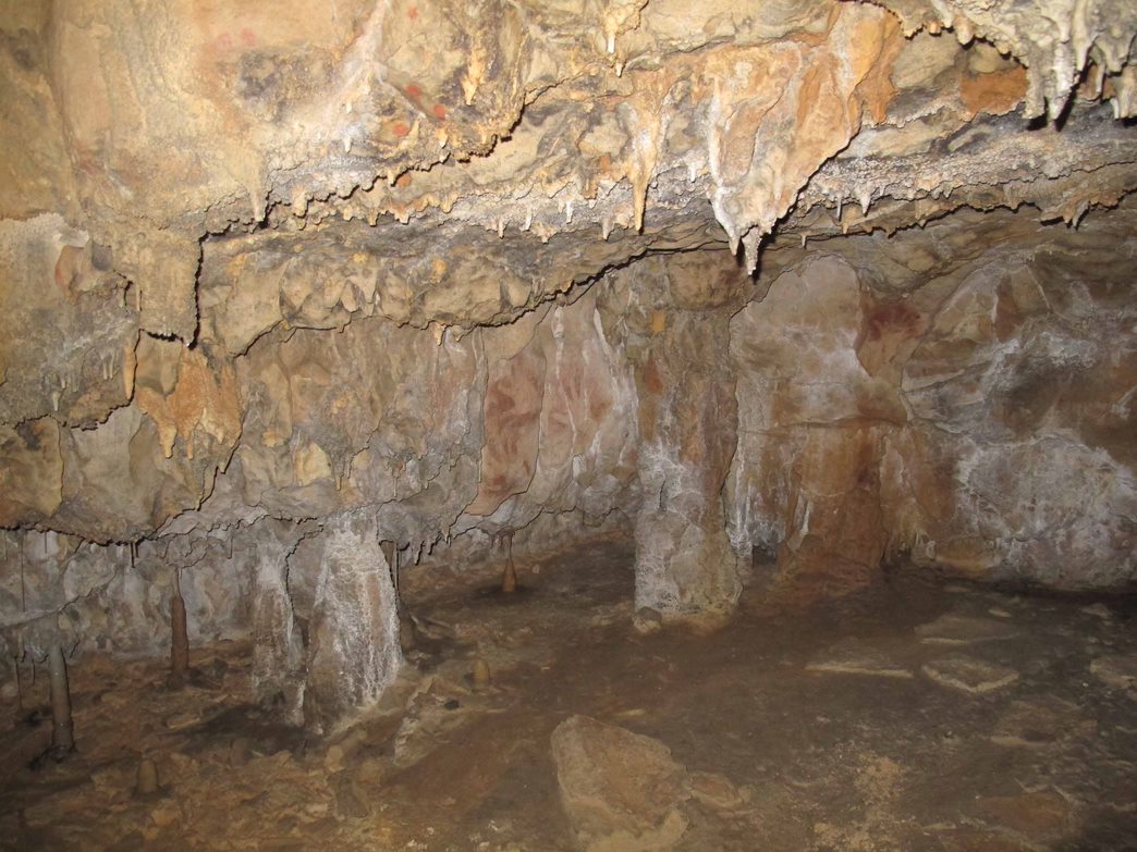 Hand-prints on a cave wall