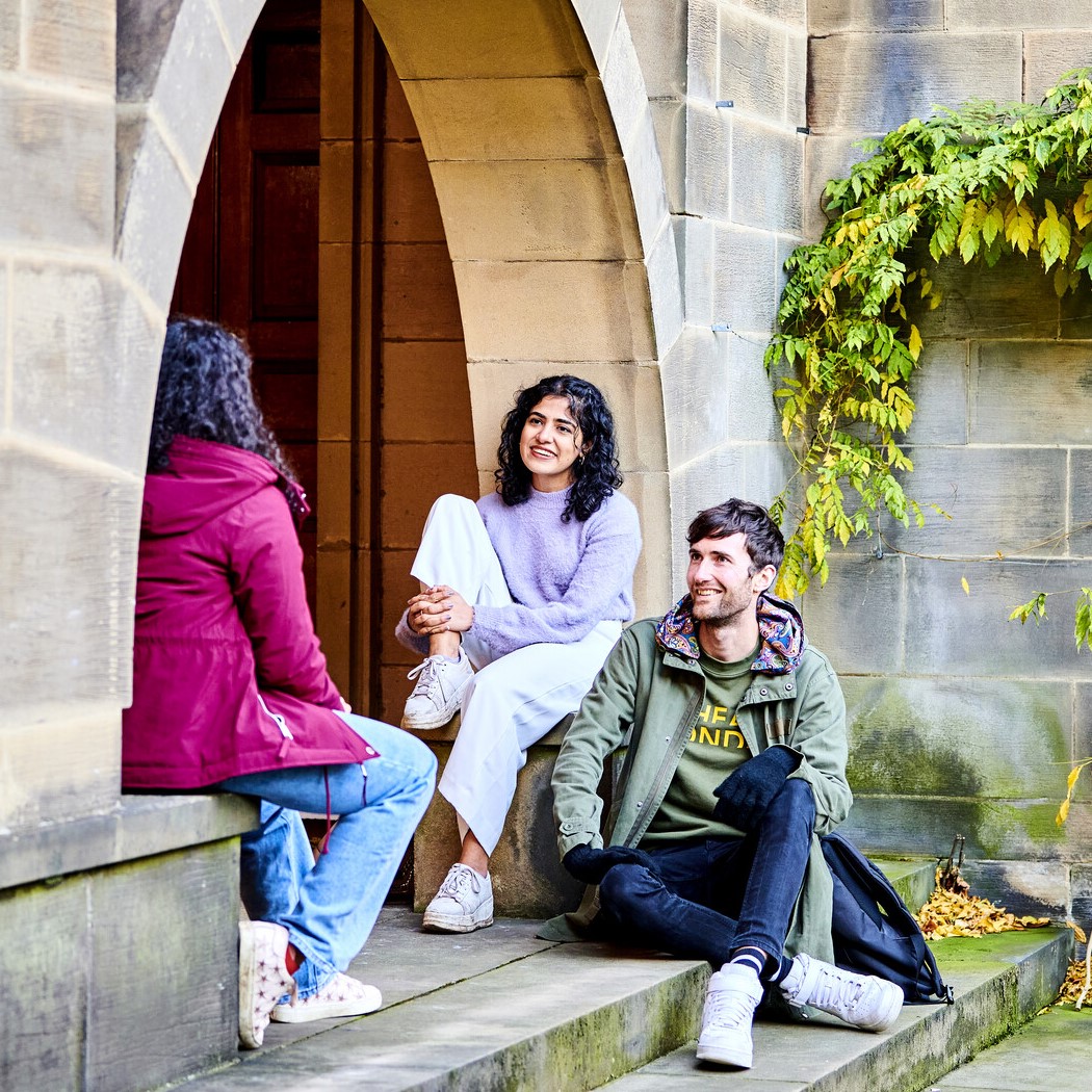 Students sitting outside