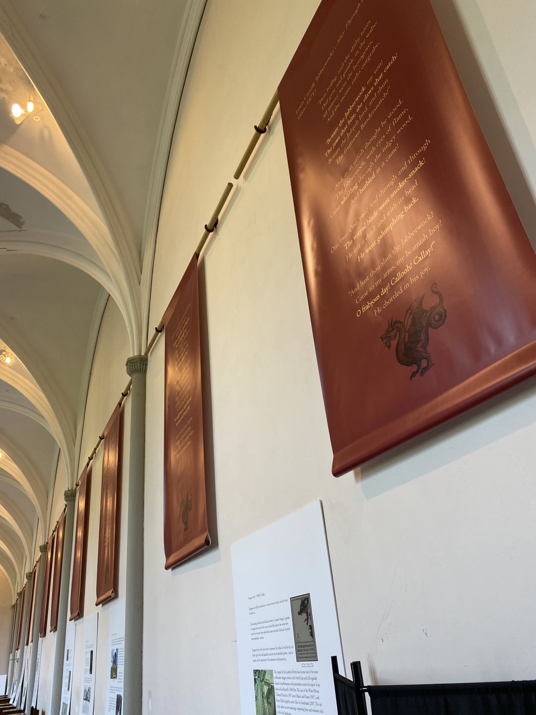 Photograph of some display boards with written text