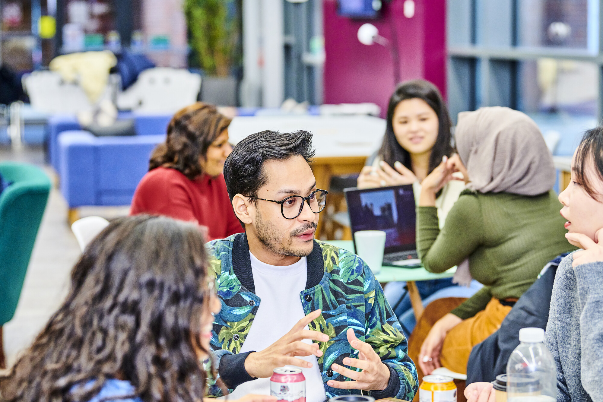 A group of students is talking