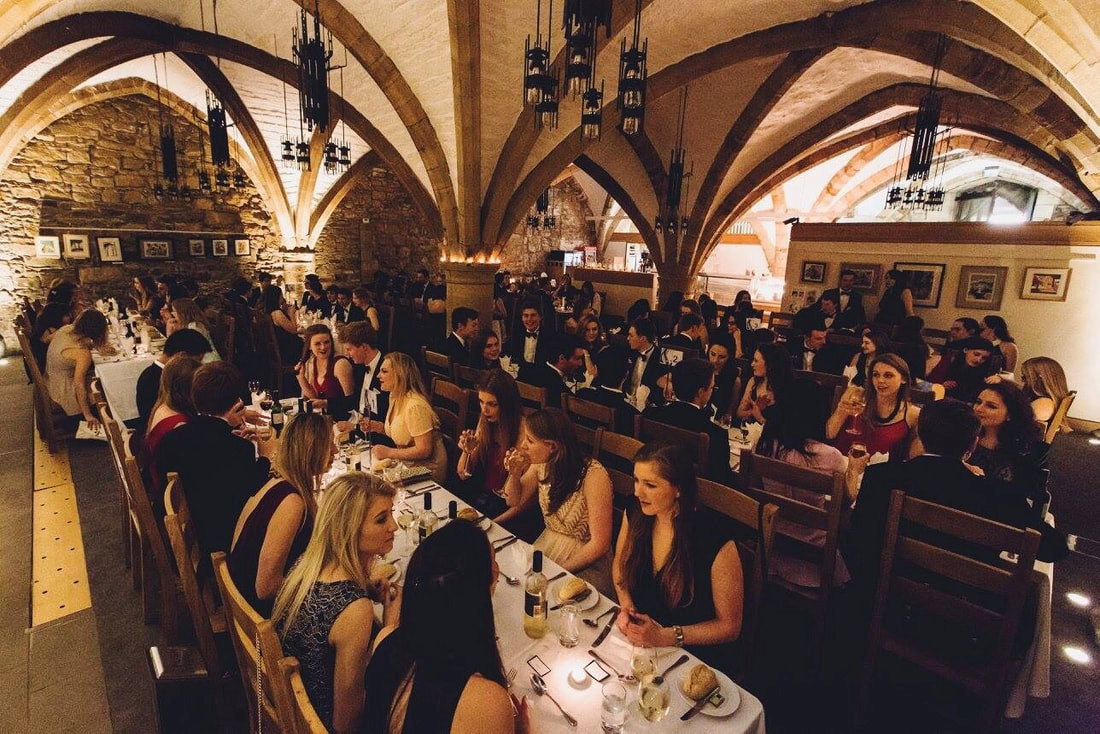 Students at a Black Tie Cathedral Dinner