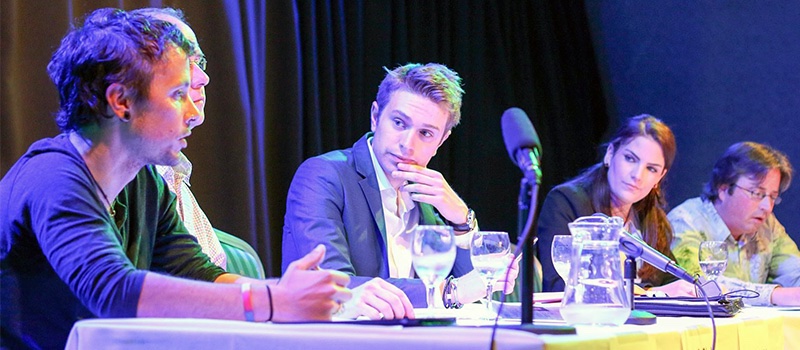 Students and others at a panel session