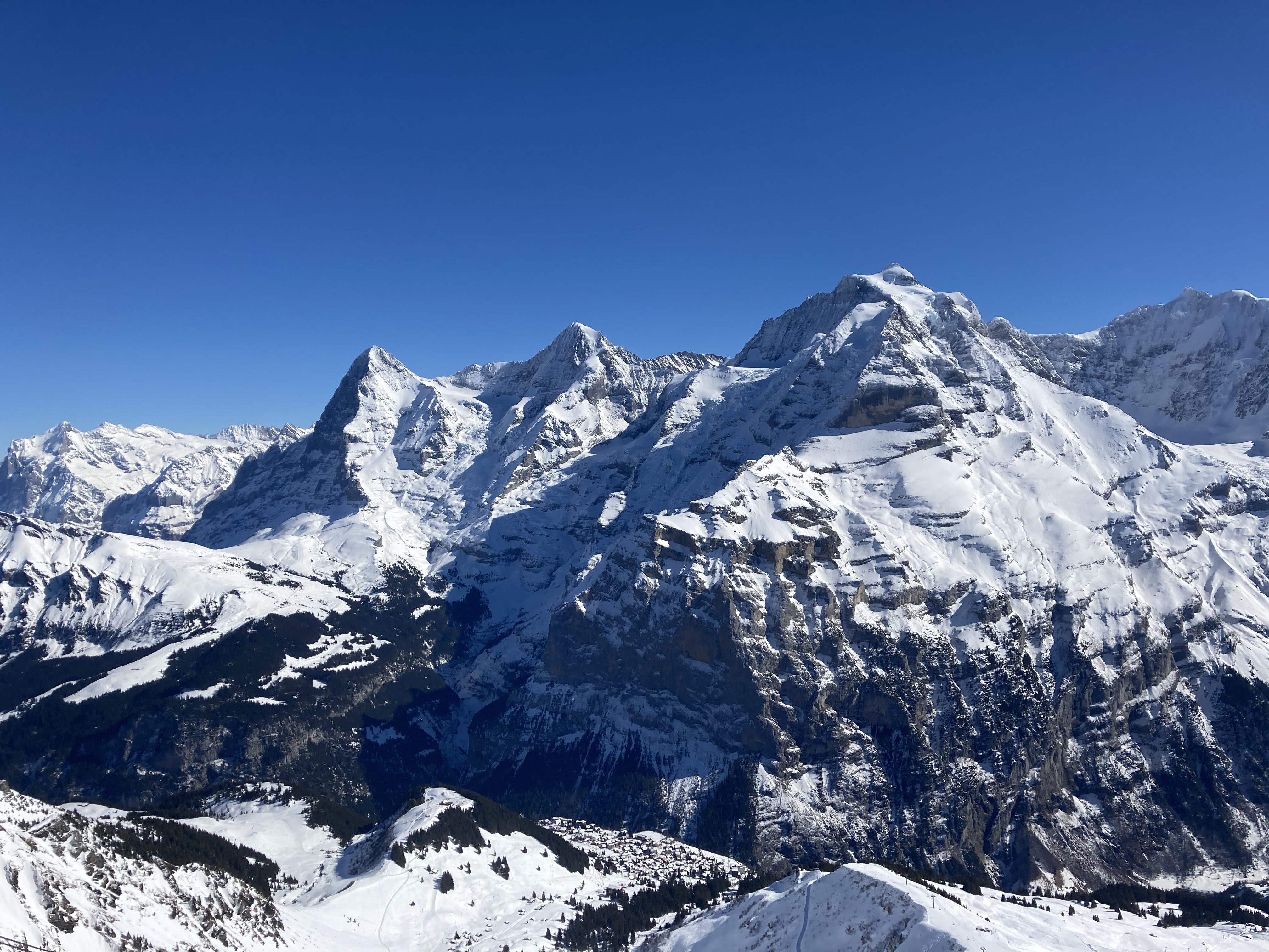 Jungfrau and the Eiger mountains in the Swiss Alps