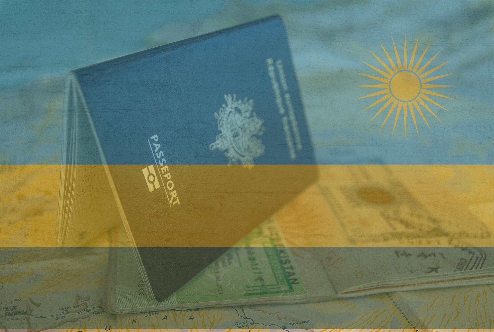 Rwanda flag-passport