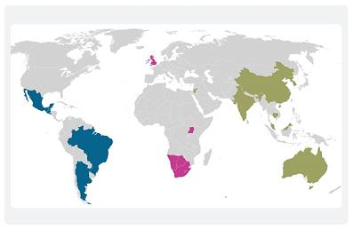 World Map highlighting ESRC Coverage