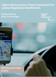 App Based Driver using mobile phone as GPS - Front Cover for June 2022 Labour Data Justice Paper