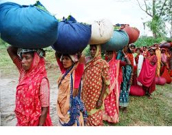 Group of women carrying bundles on their heads