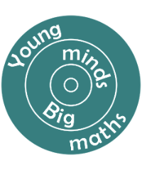 Small Young Minds Big Maths logo, containing the project title text in a circular logo