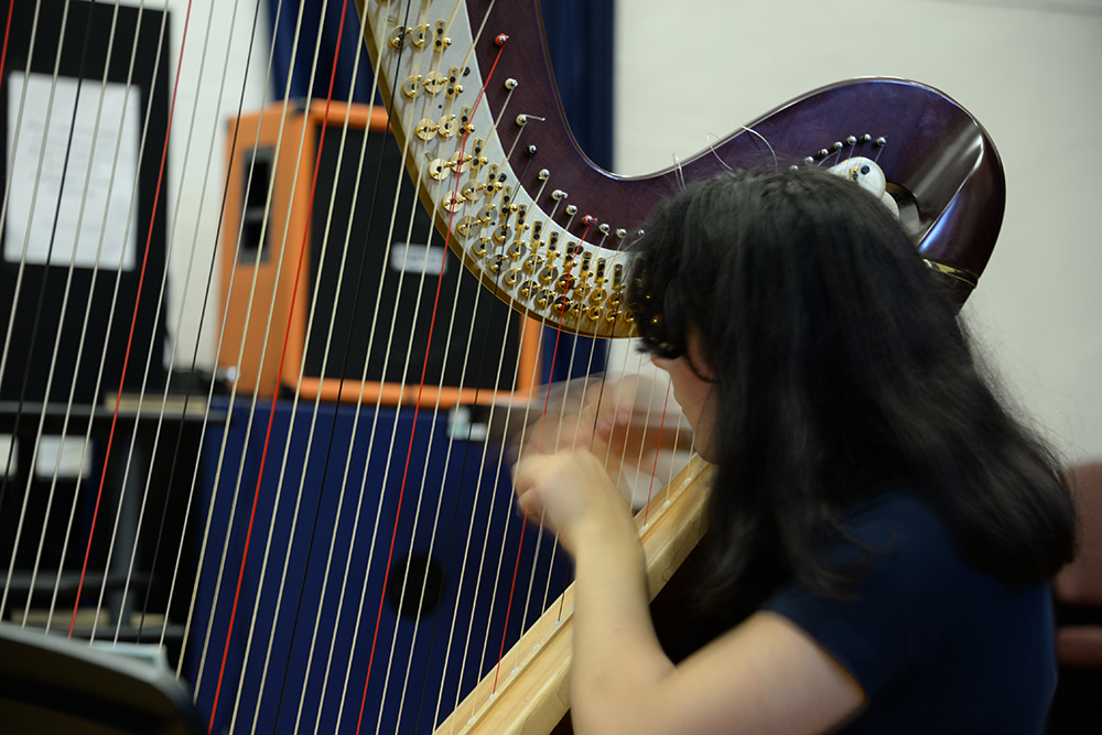Lunchtime concert soloist playing harp