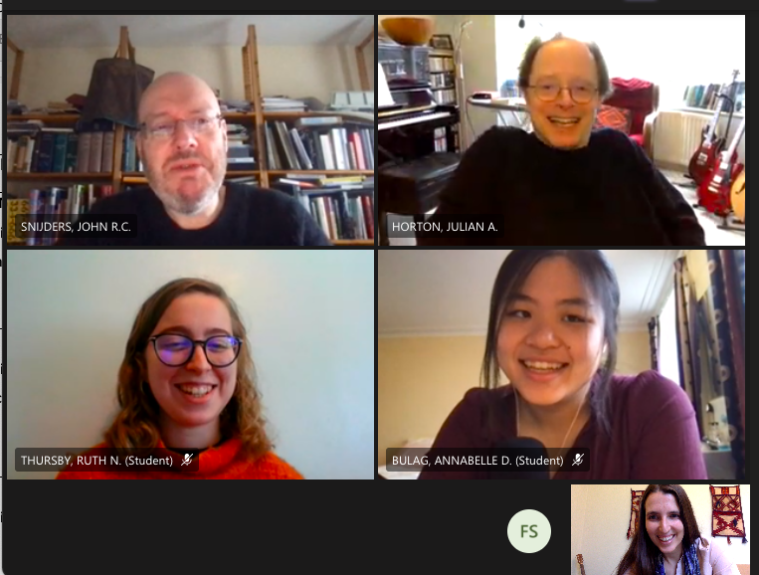 Staff and students participating in a virtual meeting