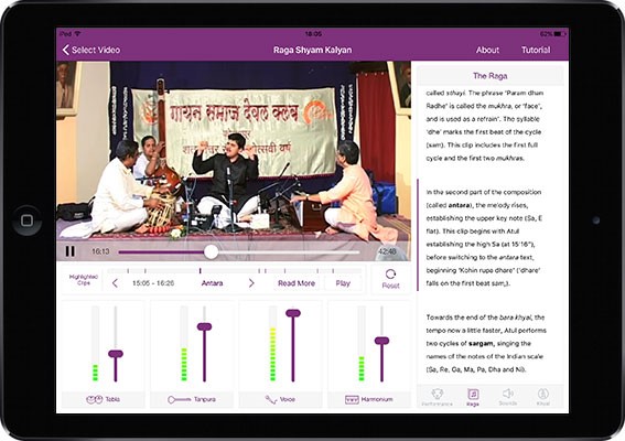 Screen shot of the Khyal app in use