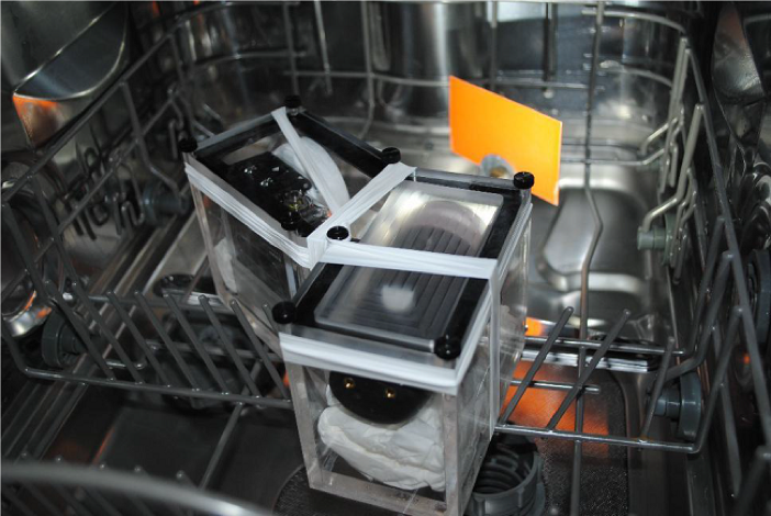 Image shows the inside of a dishwasher