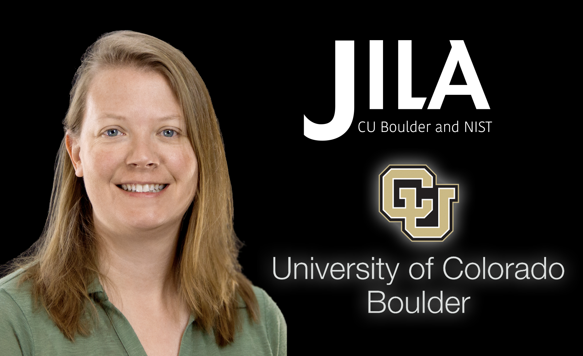 Image of Prof. Heather Lewandowski and the JILA and Colorado University logos