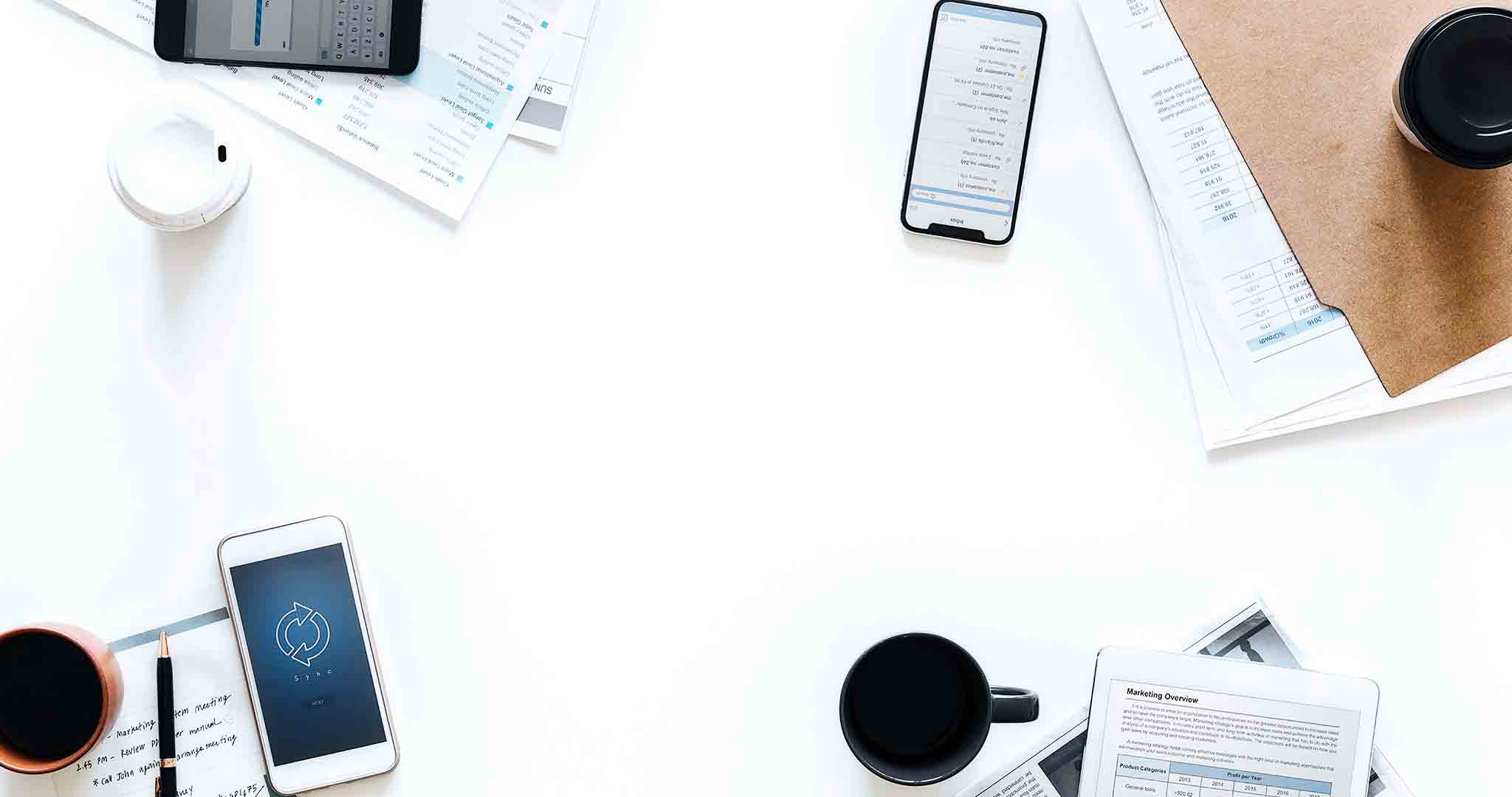 Desk with phones